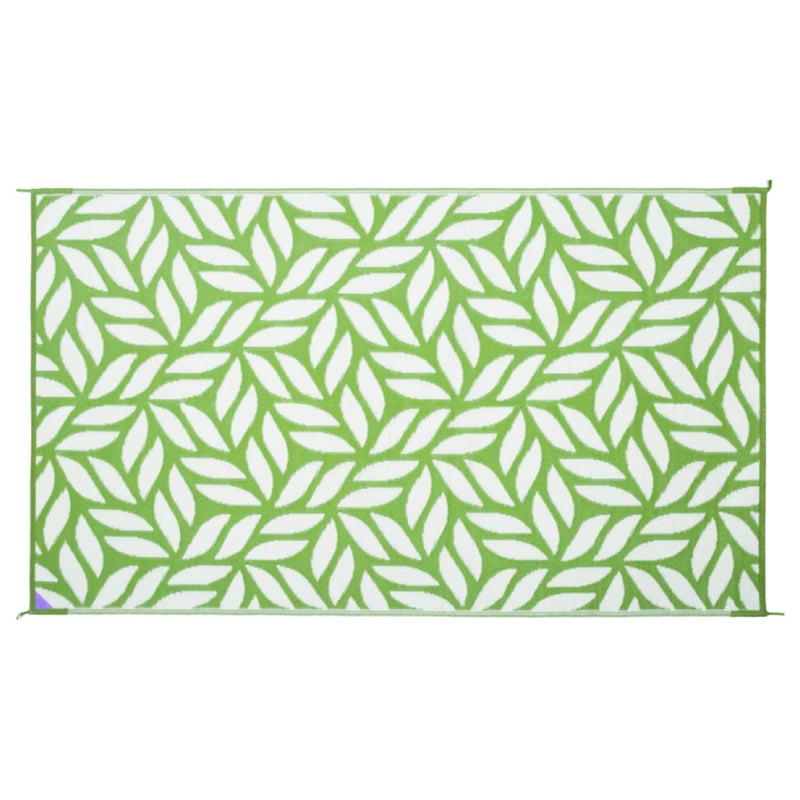 Reversible Mats سجادة قابلة للعكس أنيقة 255084 بطول 5 أقدام وعرض 8 أقدام، سجادة بلاستيكية من القش، سجادة أرضية كبيرة في الهواء الطلق، للسيارات المتنقلة، الفناء، الحديقة الخلفية، النزهات، الشاطئ، التخييم - سجادة أوراق (أخضر/أبيض) - Image 5